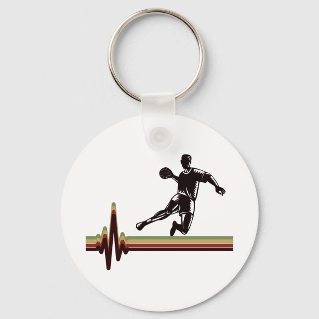 Handball Player Sport Team Handballer Heartbeat  Key Ring (Front)