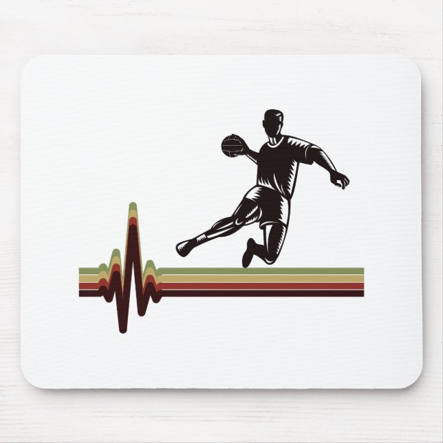 Handball Player Sport Team Handballer Heartbeat  Mouse Mat (Front)