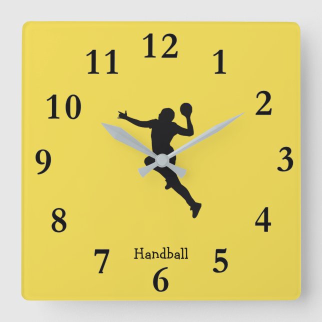 Handball Player Square Wall Clock (Front)