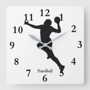 Handball Player Square Wall Clock