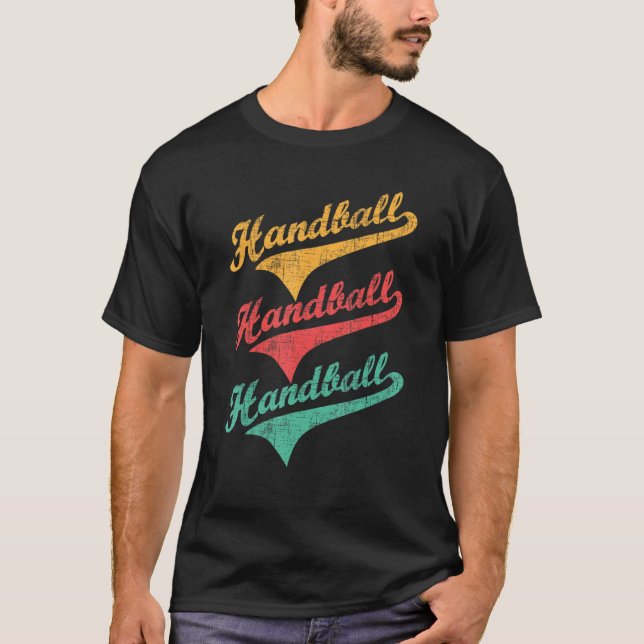 Handball - Retro Handball Player Athletic Sports E T-Shirt (Front)