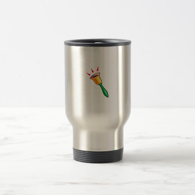 Handbell graphic image, hand chime image travel mug (Center)