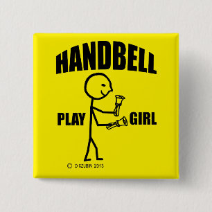 Handbell Play Girl 15 Cm Square Badge