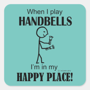 Handbells Happy Place Square Sticker