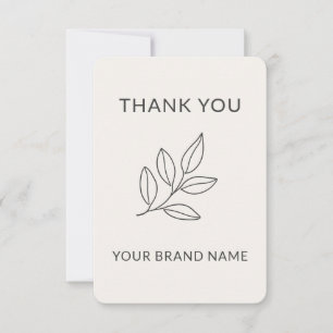 Handcrafted Artisan Minimalist Botanical Label Thank You Card