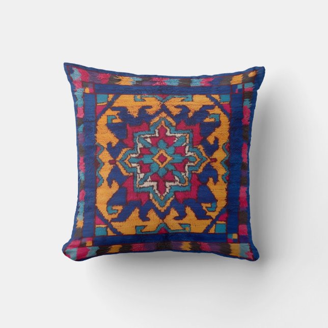 Handcrafted Blue Kilim Lumbar Pillows: Comfort Mee Cushion (Front)