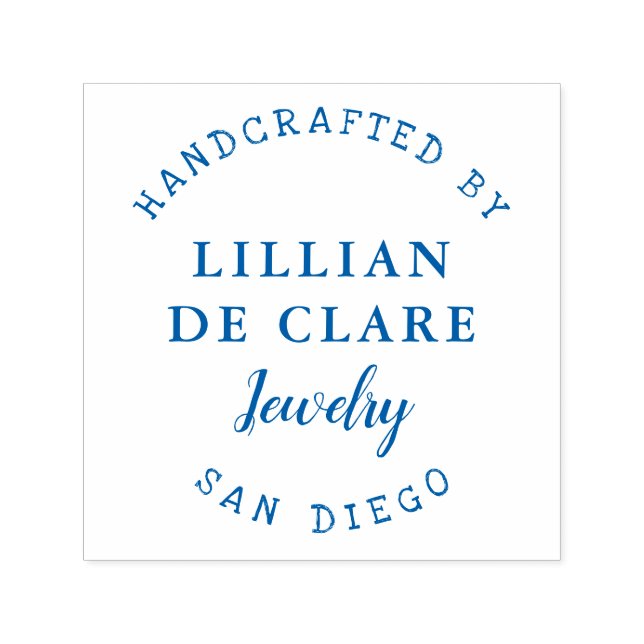 Handcrafted, Business Name, Location Custom Self-inking Stamp (Design)
