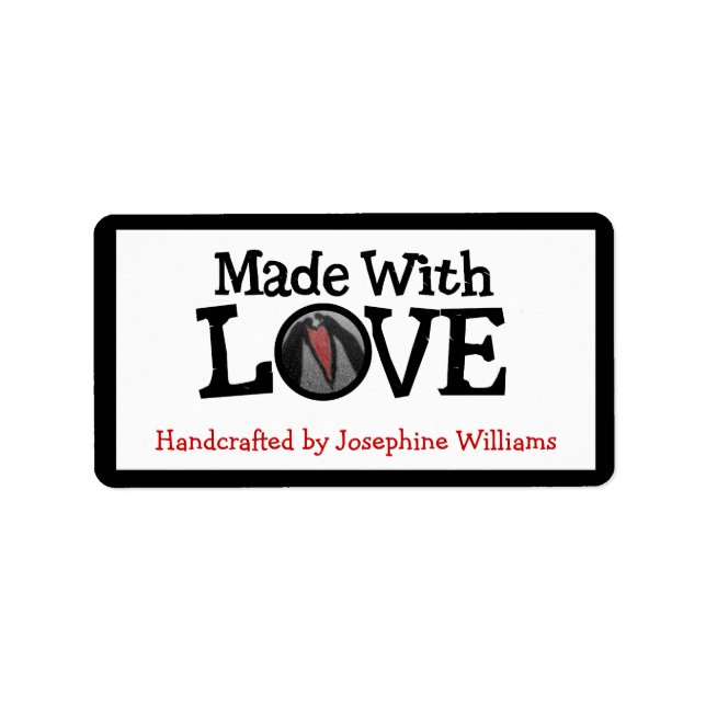 Handcrafted by and Made With LOVE Label (Front)