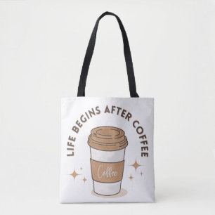 Handcrafted Coffee Cup Tote Bag