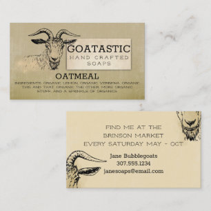 Handcrafted goats milk soap oatmeal vanilla business card