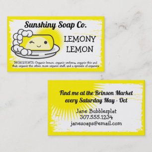 Handcrafted handmade bath soap bubbles yellow business card