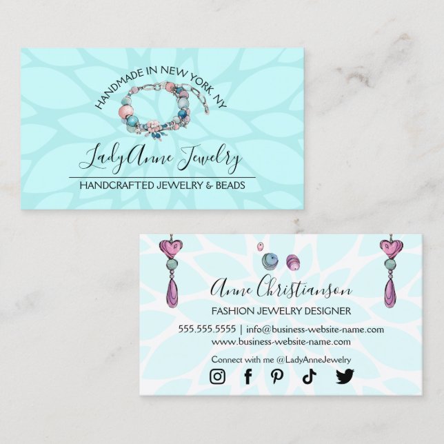 Handcrafted Jewellery and Bead Designer Business Card (Front/Back)