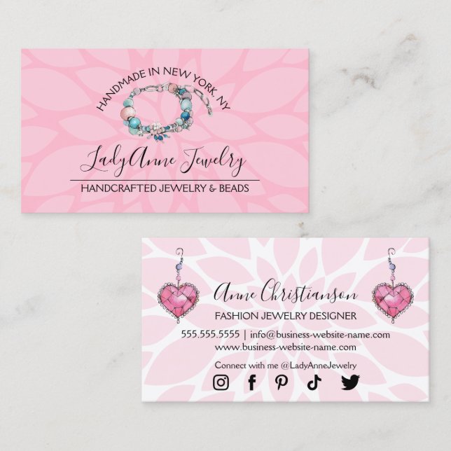 Handcrafted Jewellery and Bead Designer Business Card (Front/Back)