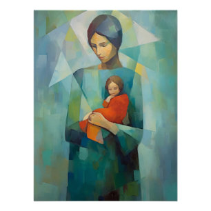 Handcrafted Mother & Child Wall Art Glossy Poster