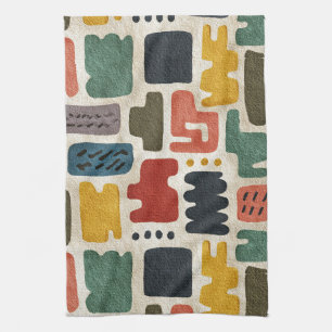 Handcrafted Shapes & Earthy Artistic Texture Tea Towel