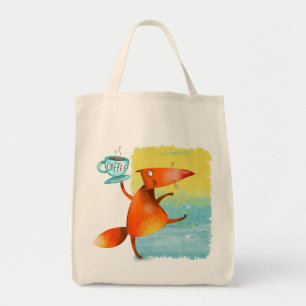 Handcrafted Watercolor Funny Fox Tote Bag