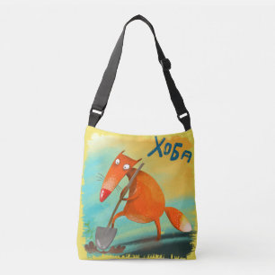 Handcrafted Watercolor Illustration Funny Fox Crossbody Bag
