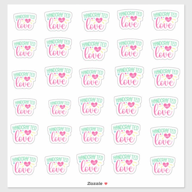 Handcrafted with Love Custom Vinyl Stickers (Sheet)