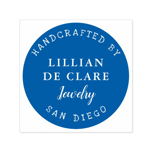 Handcrafted, Your Business Name, Location Self-inking Stamp (Design)