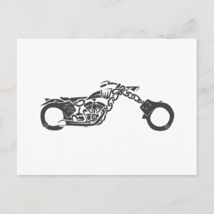 handcuff chopper motorcycle postcard