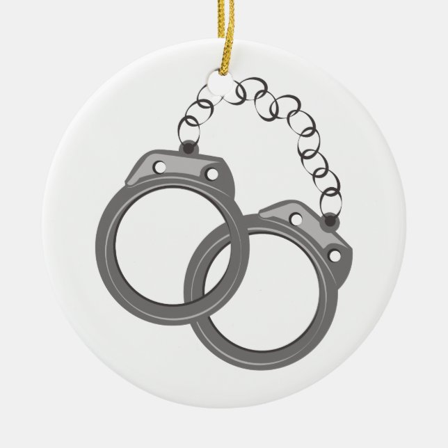 Handcuffs Ceramic Tree Decoration (Front)