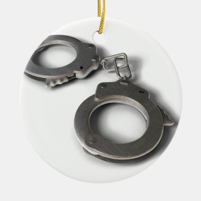 Handcuffs Ceramic Tree Decoration (Front)