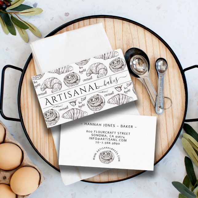 Handdrawn Baked Goods Baker Bakery Dessert Caterer Business Card (Creator Uploaded)