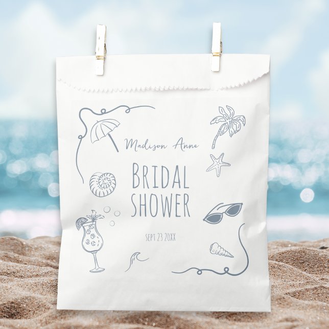 HandDrawn Beach Doodle Illustrations Bridal Shower Favour Bags (Creator Uploaded)