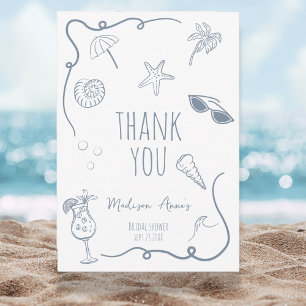 HandDrawn Beach Doodle Thank You Bridal Shower