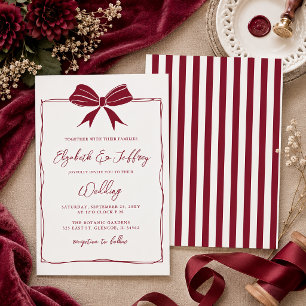 Handdrawn Bow Coquette Modern Chic Wedding Invitation