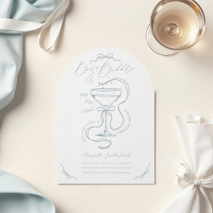 Handdrawn Bows Bubbly Cocktail Bridal Shower Arch Invitation