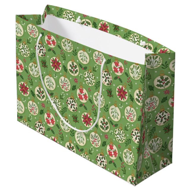 HandDrawn Christmas Ornament Large Gift Bag (Back Angled)