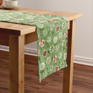 HandDrawn Christmas Ornament Table Runner