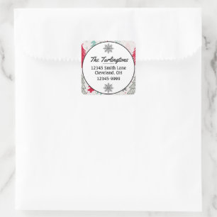 Handdrawn Christmas Trees Evergreen Return Address Square Sticker