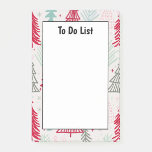 Handdrawn Christmas Trees Evergreen To Do List Post-it Notes