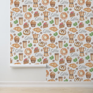 Handdrawn coffee and tea wallpaper