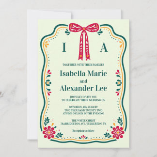 Handdrawn Colourful Floral Chic Wedding Invitation