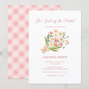 Handdrawn Cute Fresh Off the Market Bridal Shower  Invitation