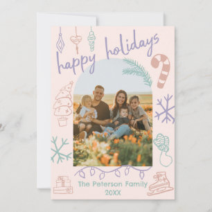 Handdrawn Doodle Arch Photo Holiday Christmas Card