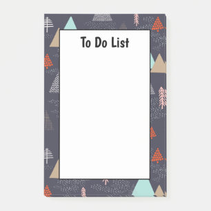 Handdrawn Evergreen Pine Trees in Snow To Do List Post-it Notes