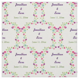 Handdrawn Flowers Personalised Bride and Groom Fabric