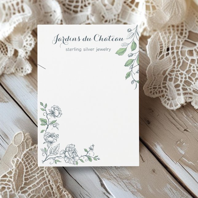 Handdrawn French botanical necklace display card (Creator Uploaded)