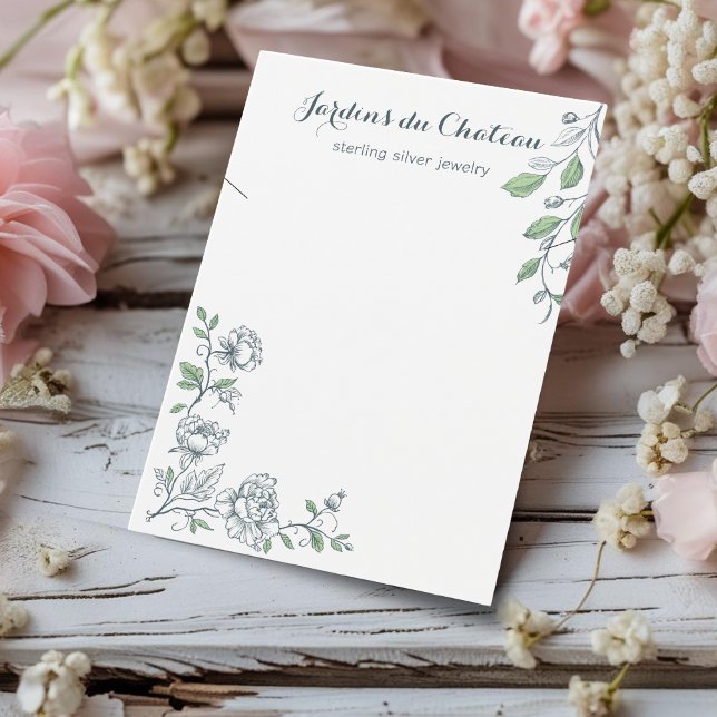 Handdrawn French botanical necklace display card (Creator Uploaded)