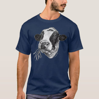 Handdrawn Happy Holstein Friesian Dairy Cow  T-Shirt