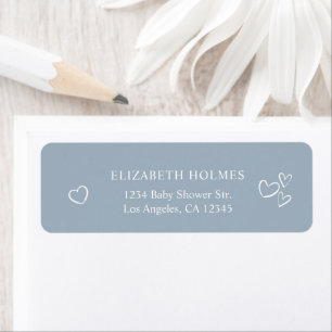Handdrawn Hearts Dusty Blue Baby Shower Address
