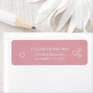 Handdrawn Hearts Dusty Pink Baby Shower Address