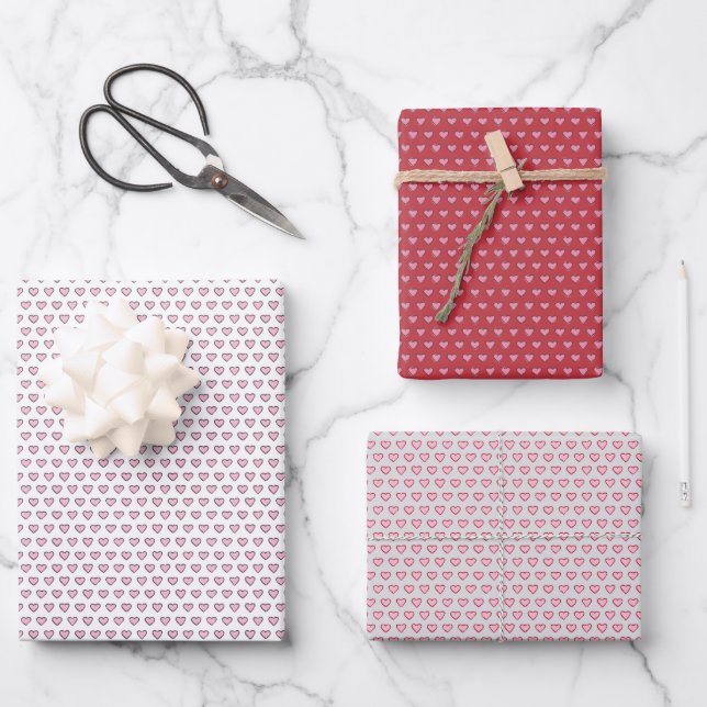 Handdrawn Hearts Vol. 1 Valentine Gift Wrap Set  (Front)