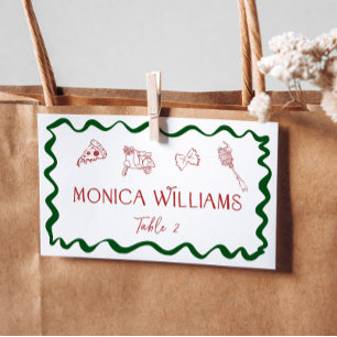 Handdrawn Italian Thats Amore Pizza Handwritten Place Card