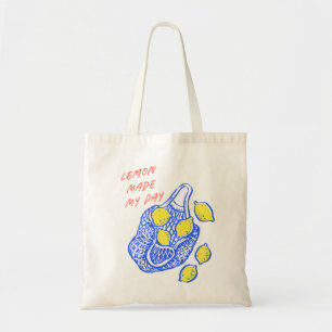 Handdrawn Lemon Summer Quote  Tote Bag