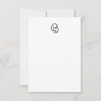 Handdrawn monogram letter B notecard